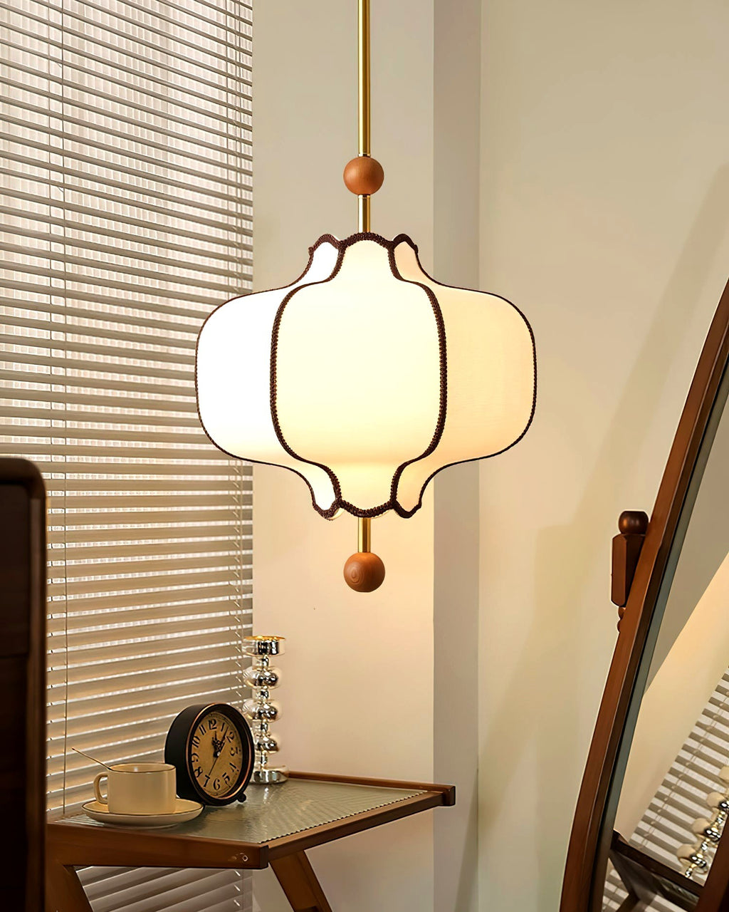 Lustra Suspension Lampe Lanterne en Tissu pour Salon