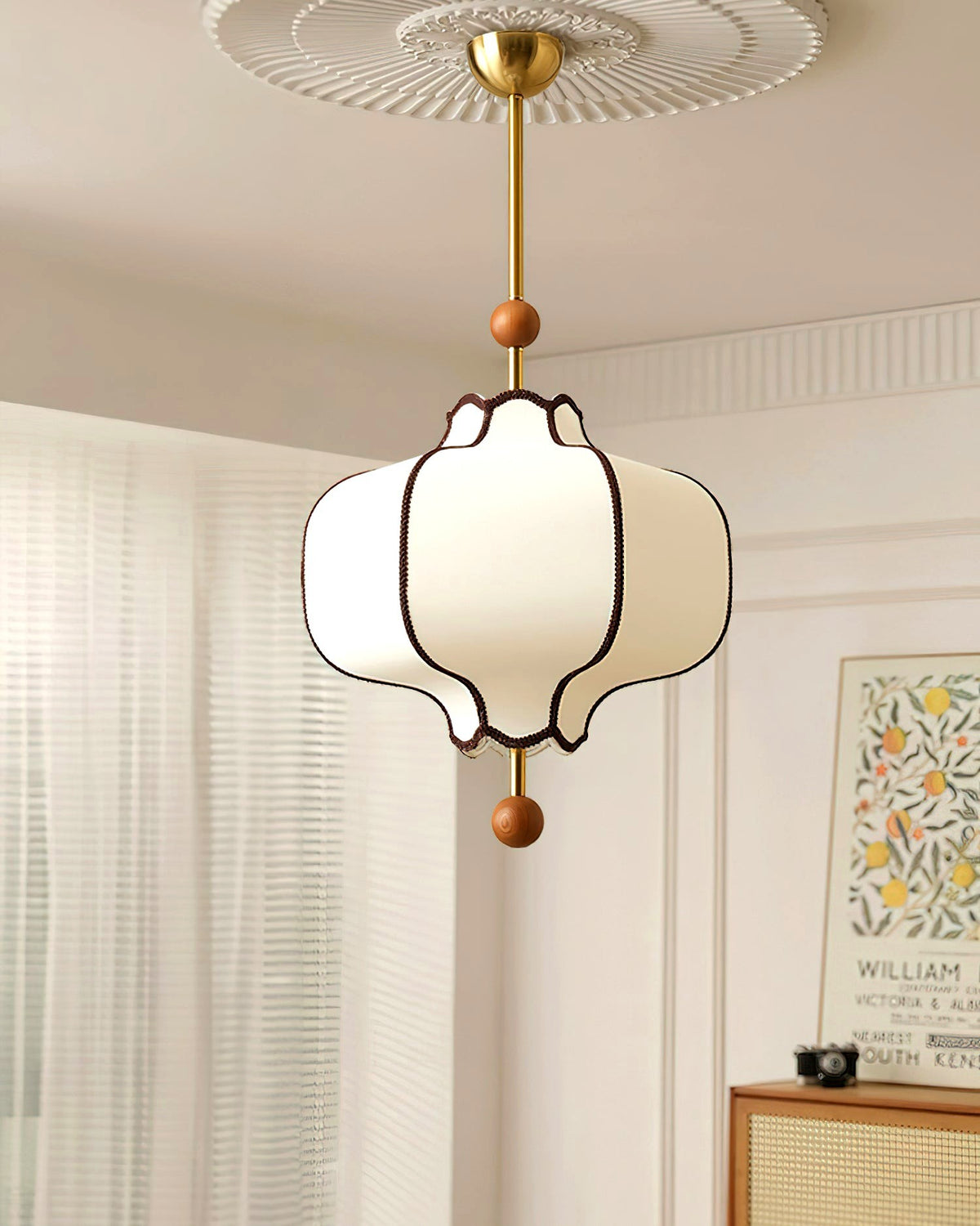 Lustra Suspension Lampe Lanterne en Tissu pour Salon