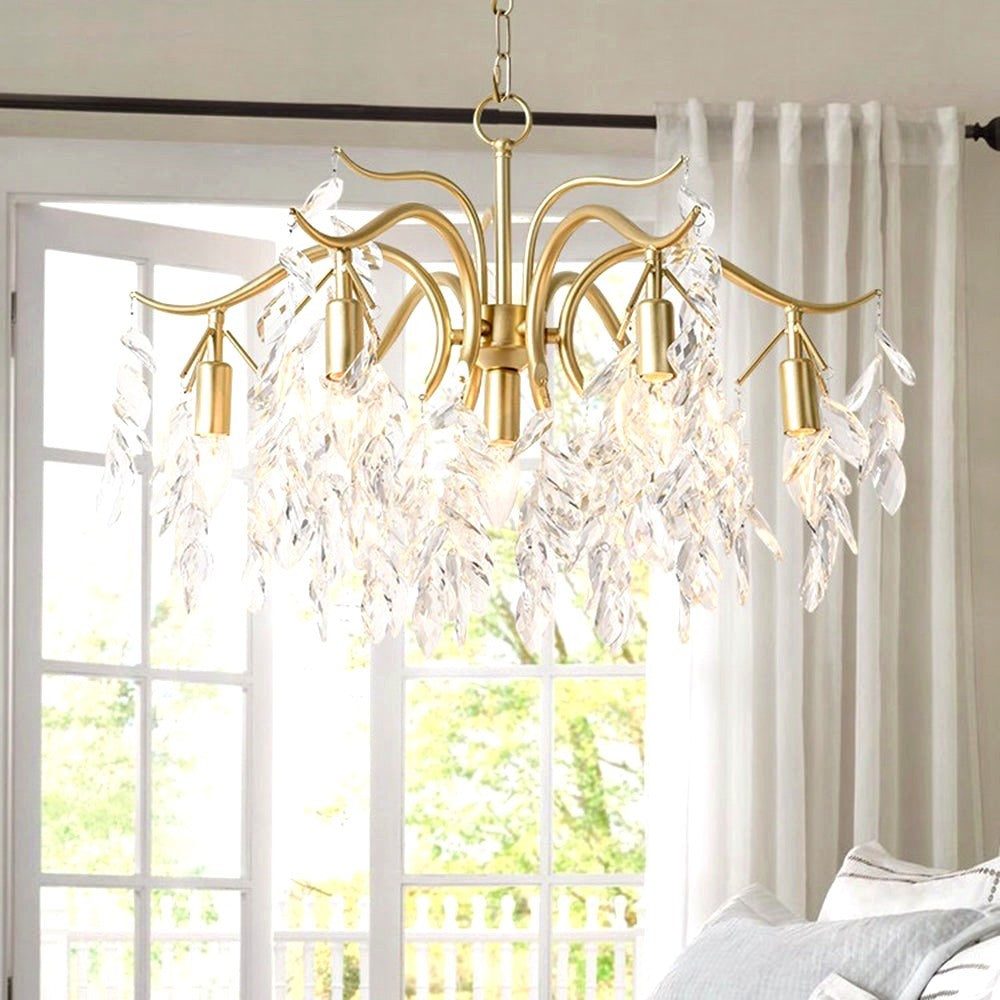 Lustre Suspension Multi Éclairage en Cristal et Métal
