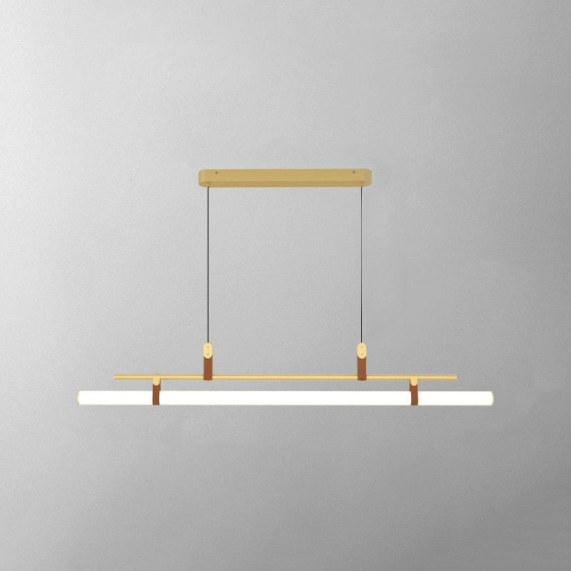 Inari Suspension Linéaire Simple. Métal/Acrylique. Noir/doré. Chambre