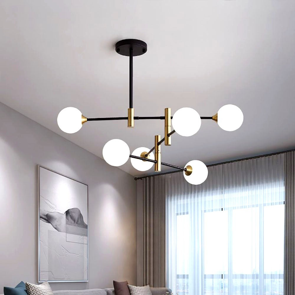 Suspension Globe en Verre et Métal Design Moderne