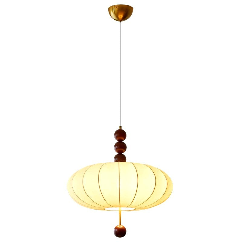 Suspension Vintage en Tissu et Bois Noyer