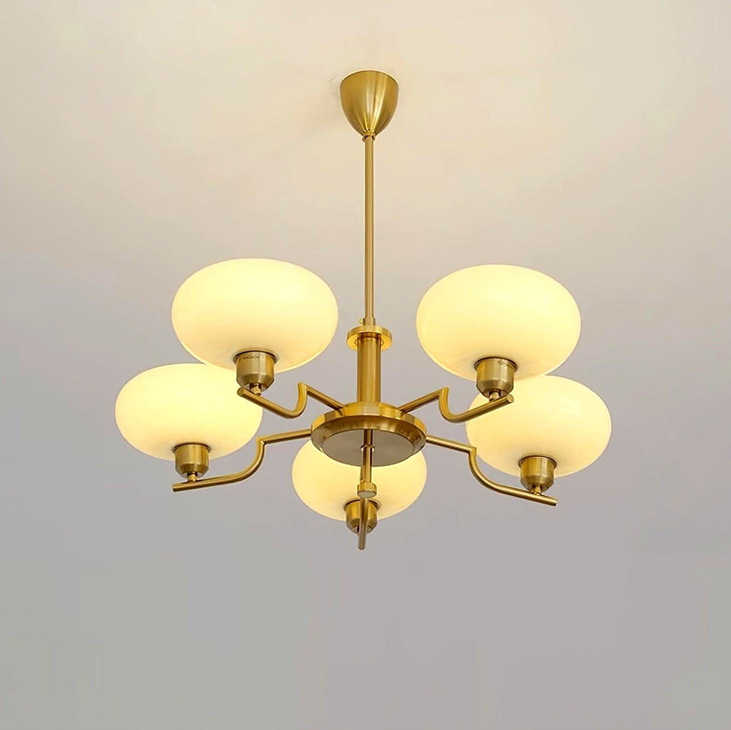 Lustra Suspension en Verre Globe Cadre en Laiton