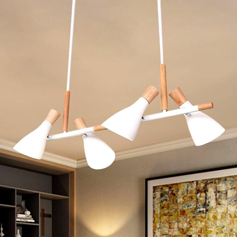 Valentina Luminaires Suspensions 4 Lampes Nordique Bois/Métal Blanc/Vert/Gris Cuisine/Salon