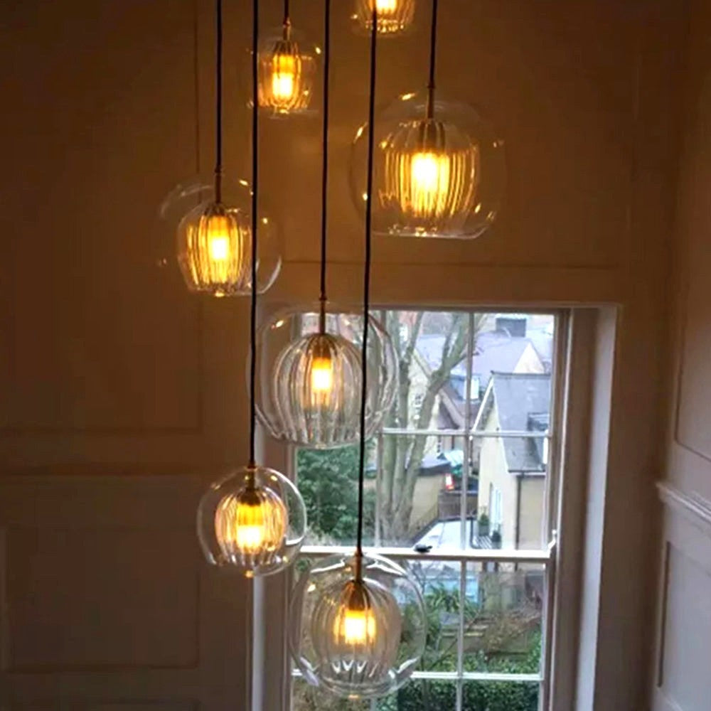 June Suspension Bulle Nordique Verre Transparent/Doré Salon/Chambre