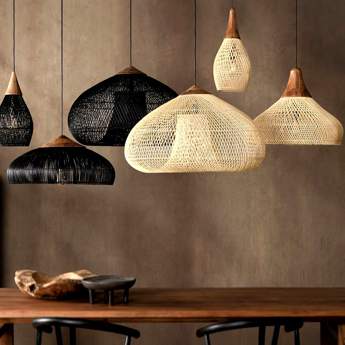 Evelyn Suspension en Rotin Tressé pour Salon