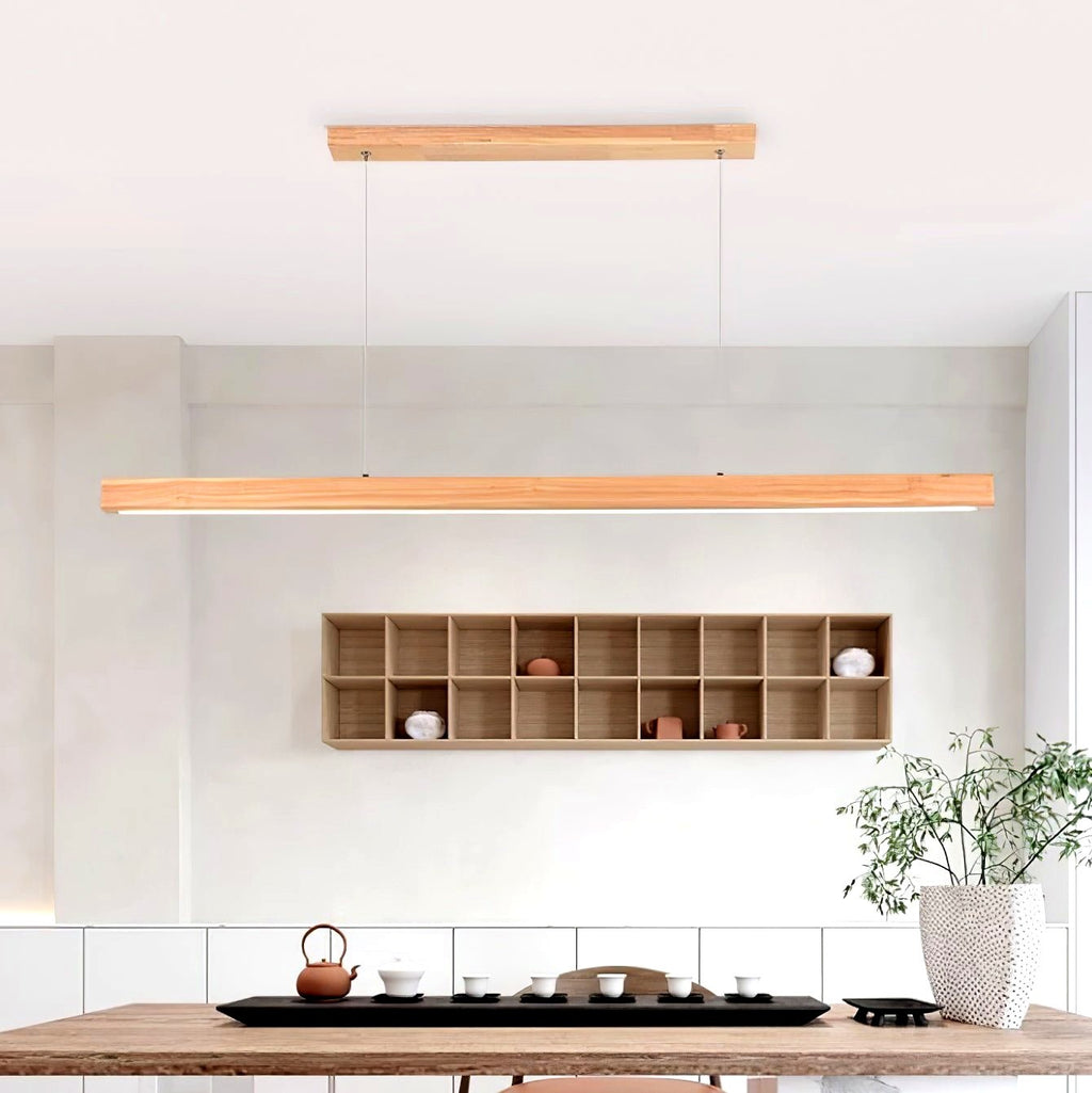 Elowen Suspension linéaire minimaliste en bois