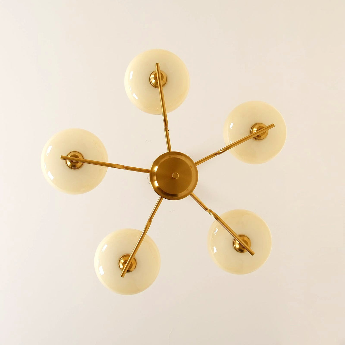 Lustra Suspension en Verre Globe Cadre en Laiton