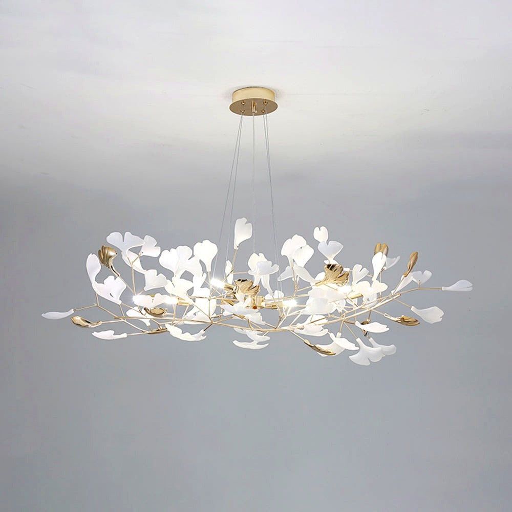 Suspension Feuille/Multi Moderne Métal/Céramique Doré/Blanc Salon -