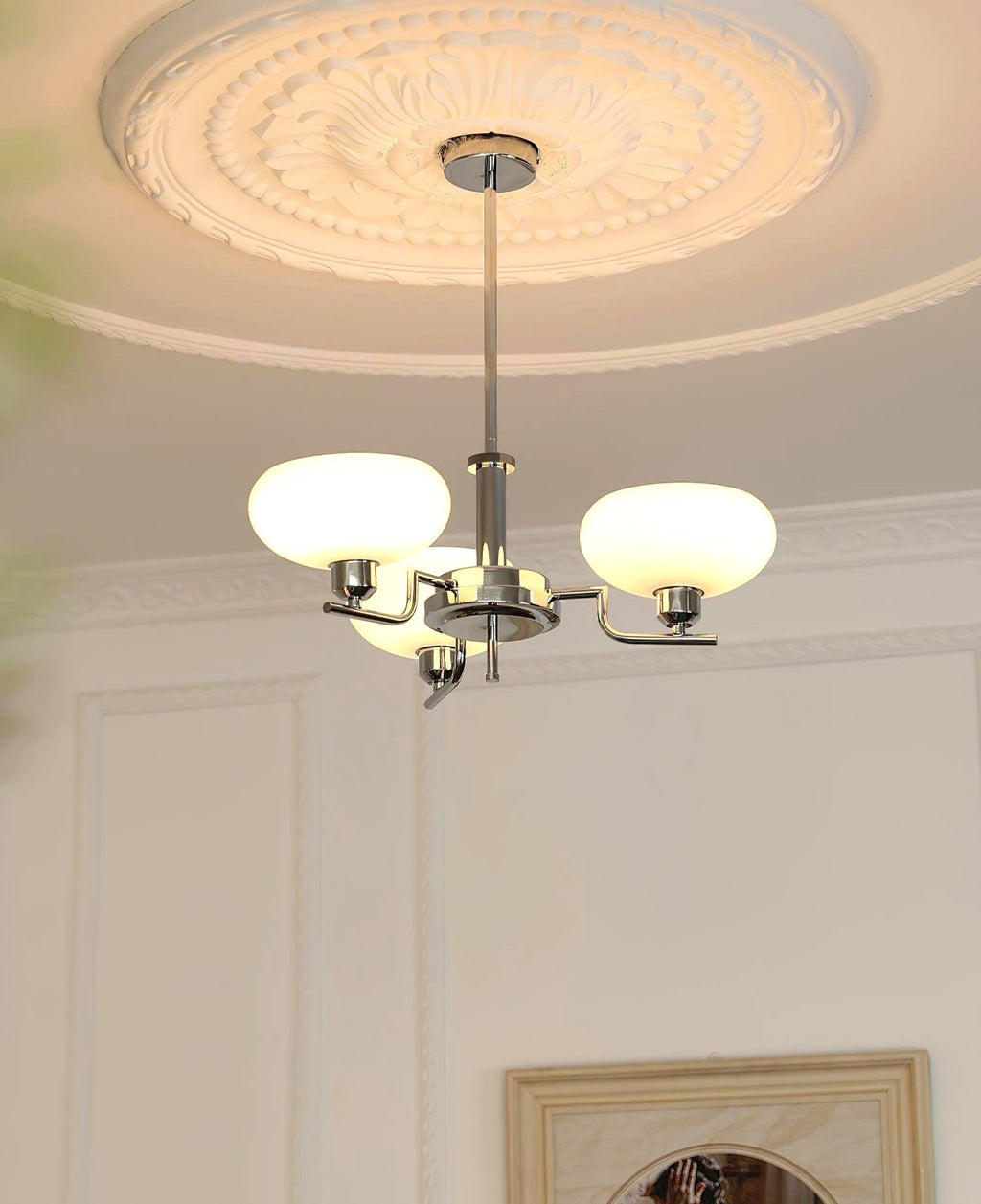 Lustra Suspension en Verre Globe Cadre en Laiton
