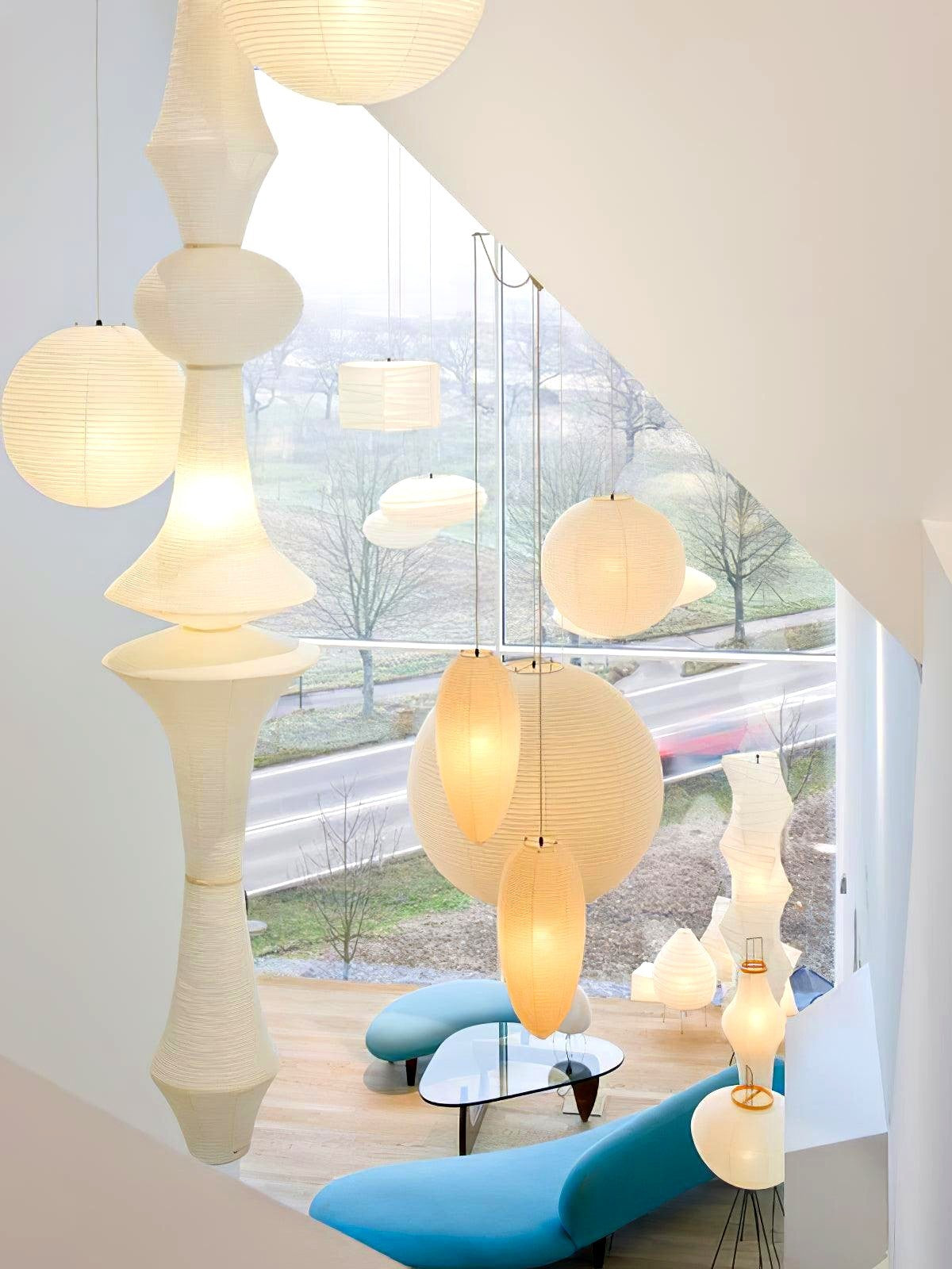 Lustra Suspension Luminaire Papier Washi E pour Salon