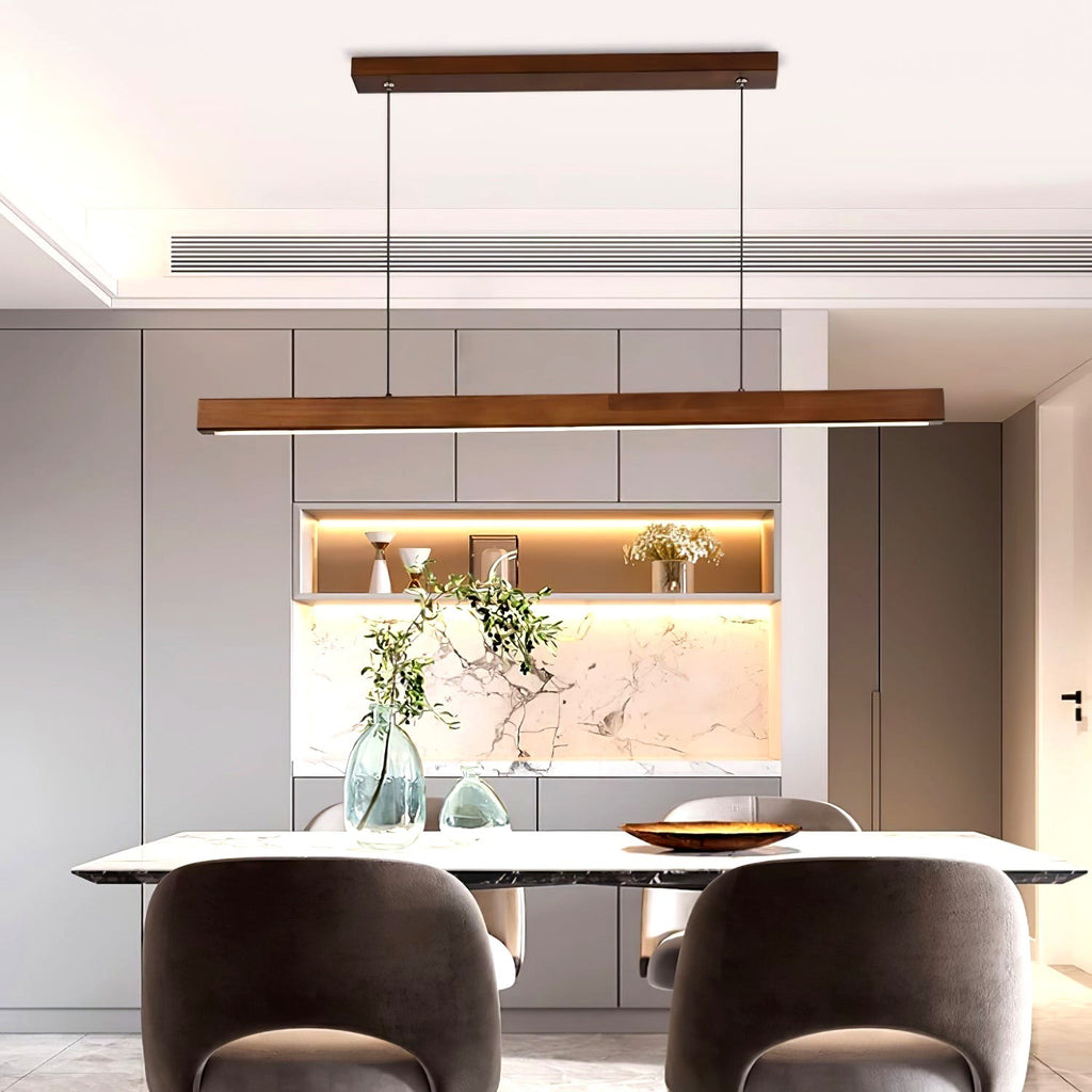 Elowen Suspension linéaire minimaliste en bois