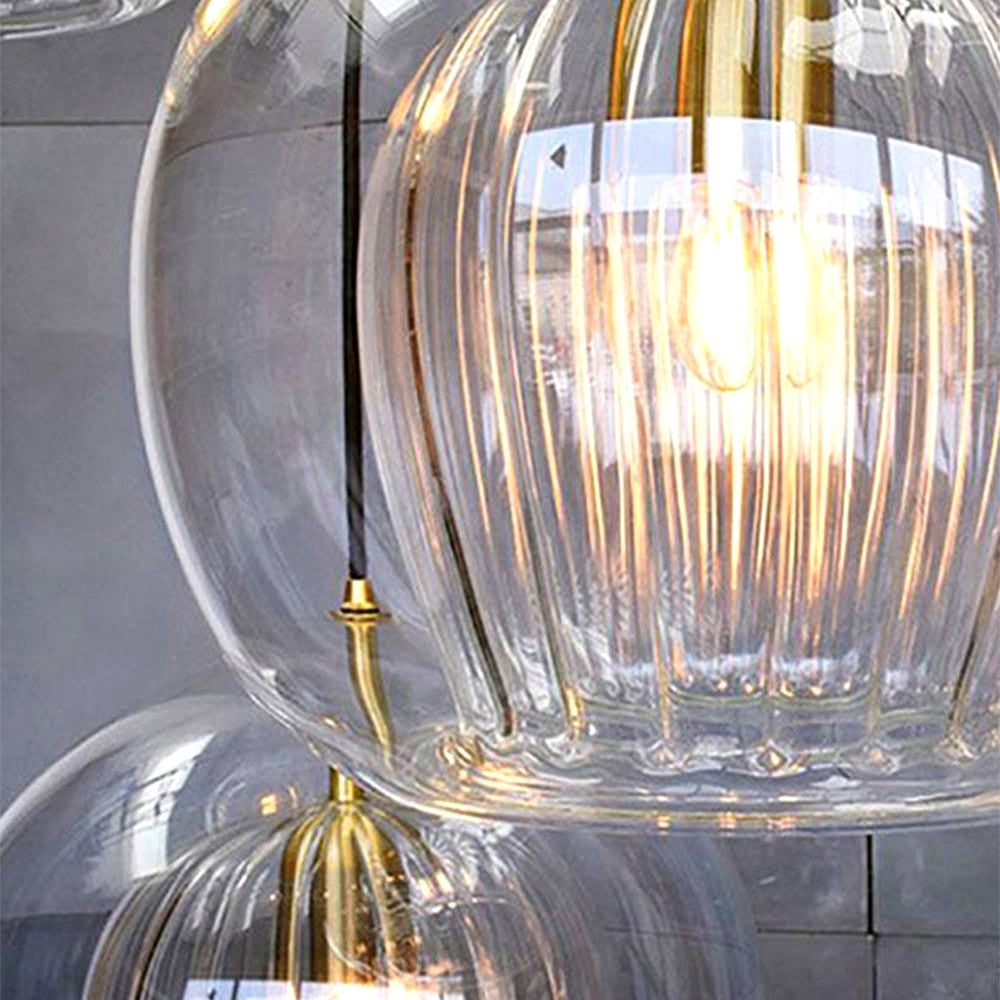 June Suspension Bulle Nordique Verre Transparent/Doré Salon/Chambre