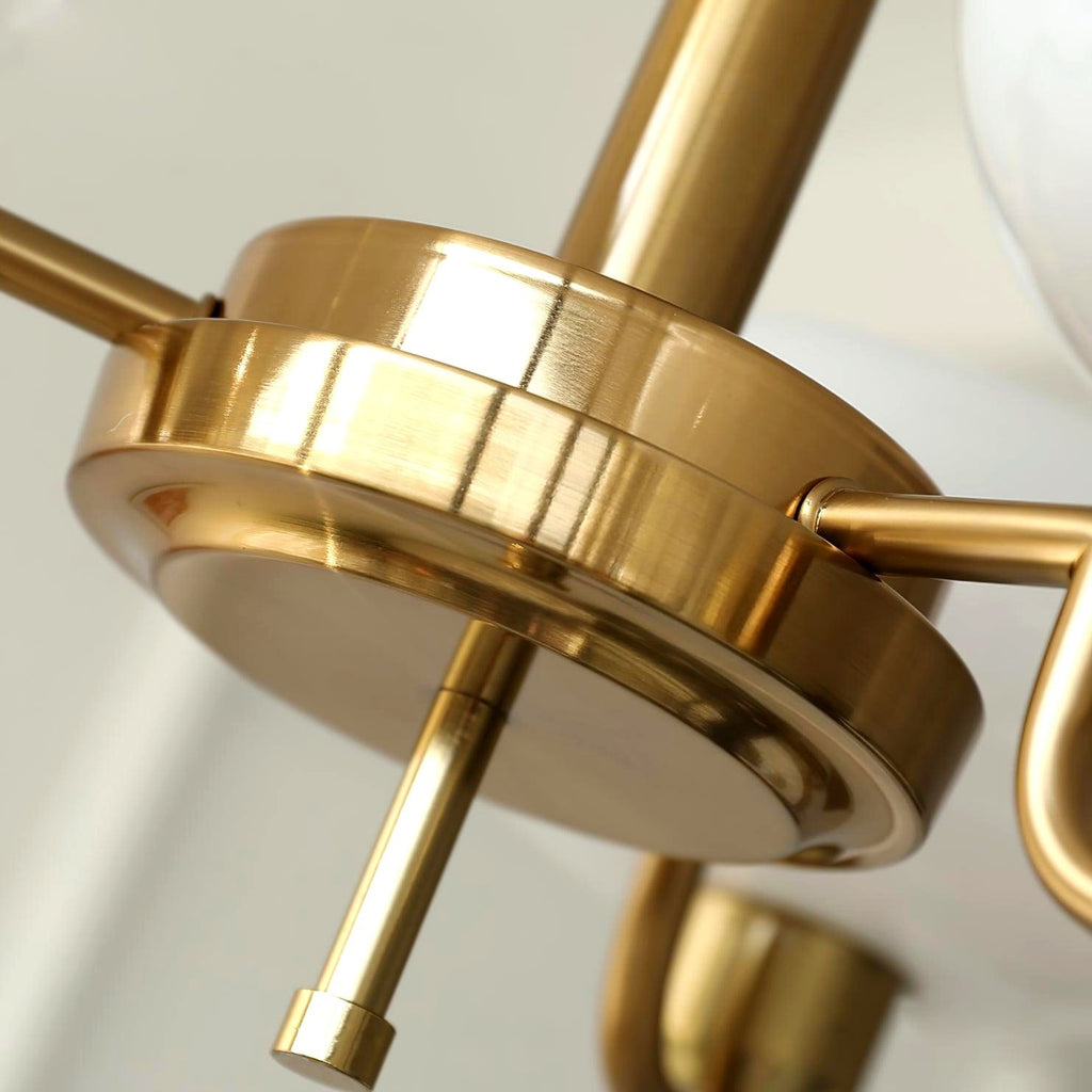 Lustra Suspension en Verre Globe Cadre en Laiton