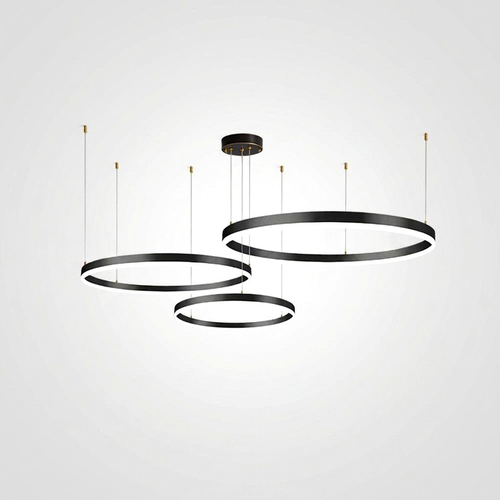 Suspension Anneau Moderne Métal Noir/Doré/Café Salon -