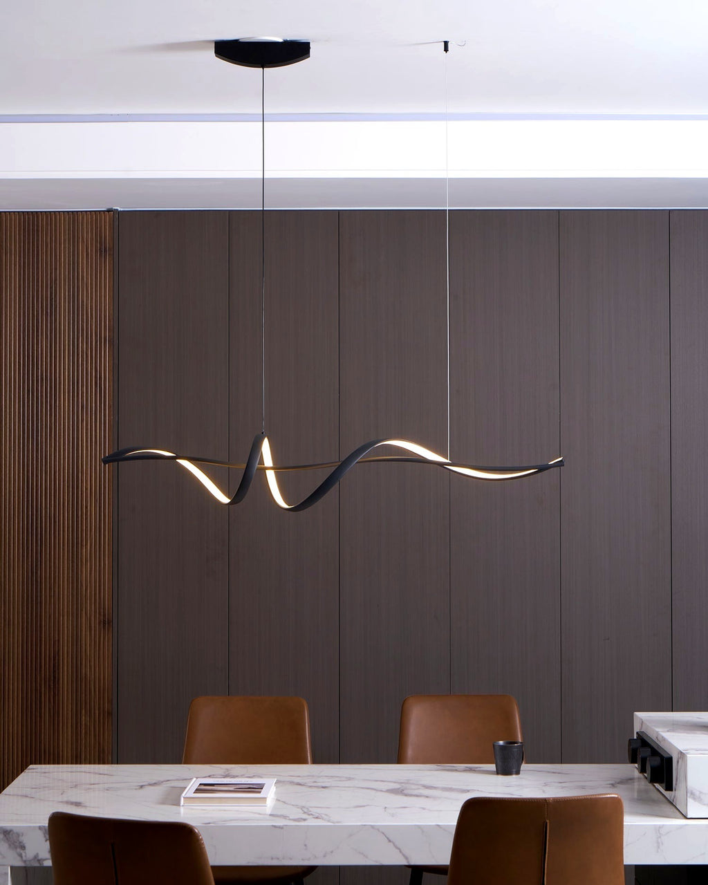 Aveline Suspension moderne LED Wave noire