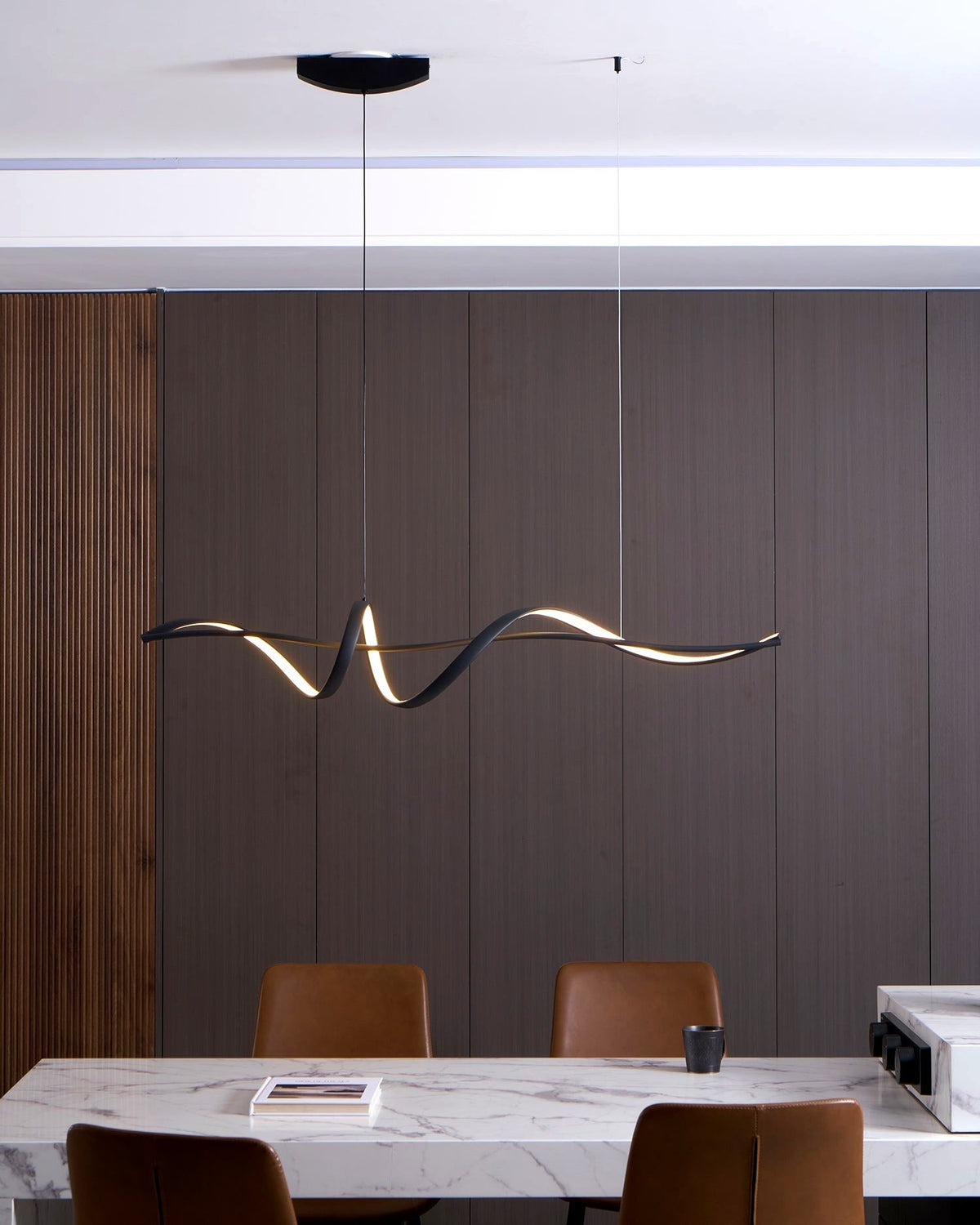 Aveline Suspension moderne LED Wave noire