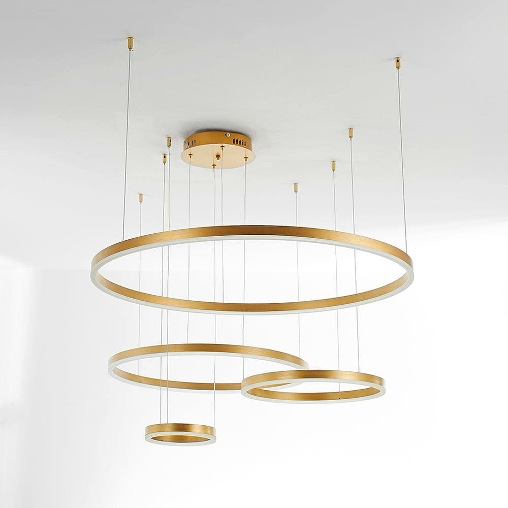 Suspension Anneau Moderne Métal Noir/Doré/Café Salon -