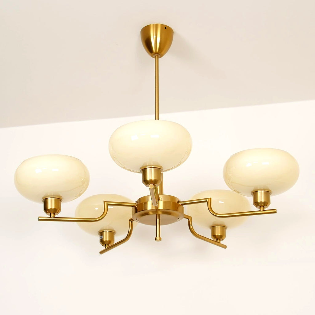 Lustra Suspension en Verre Globe Cadre en Laiton