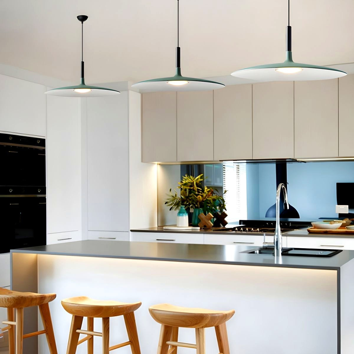 Lustra Suspension Lampe Disque Plat en Aluminium