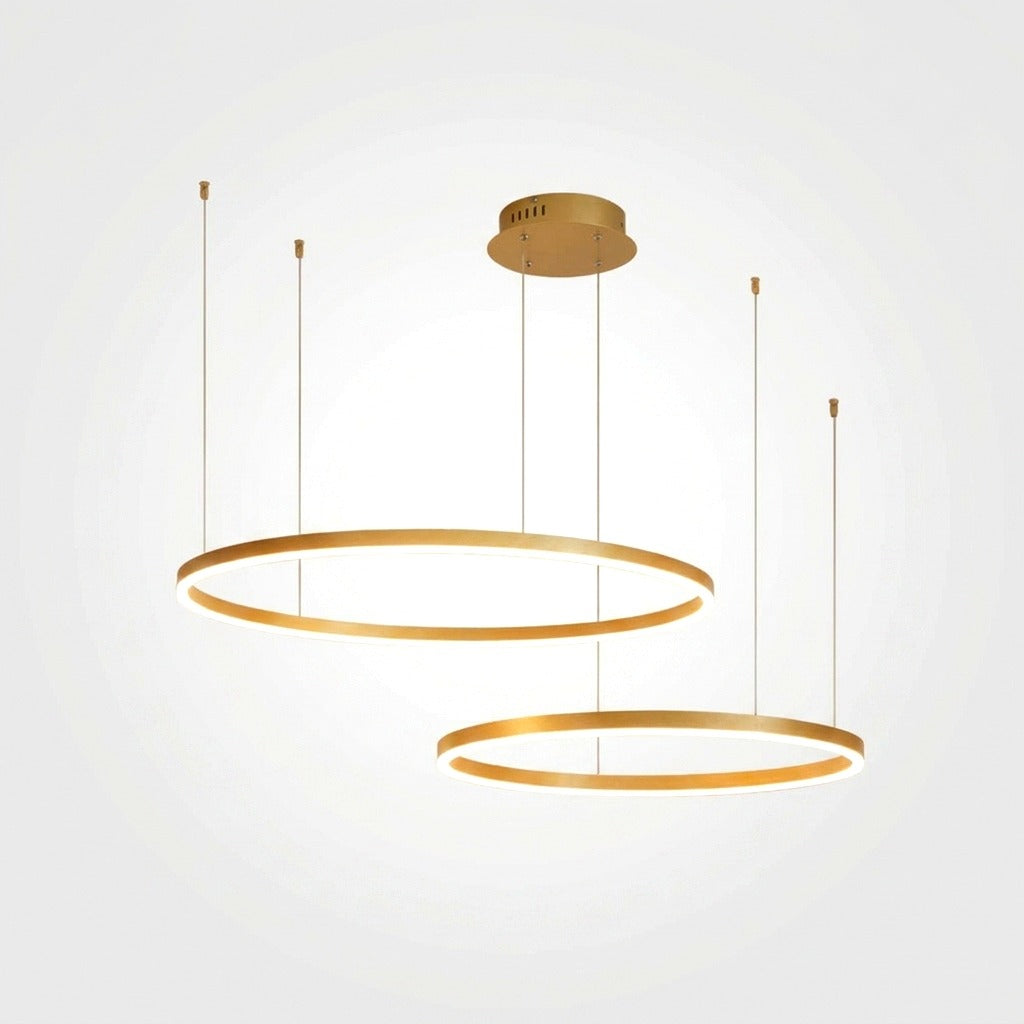 Suspension Anneau Moderne Métal Noir/Doré/Café Salon -