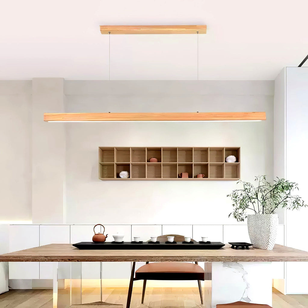 Elowen Suspension linéaire minimaliste en bois