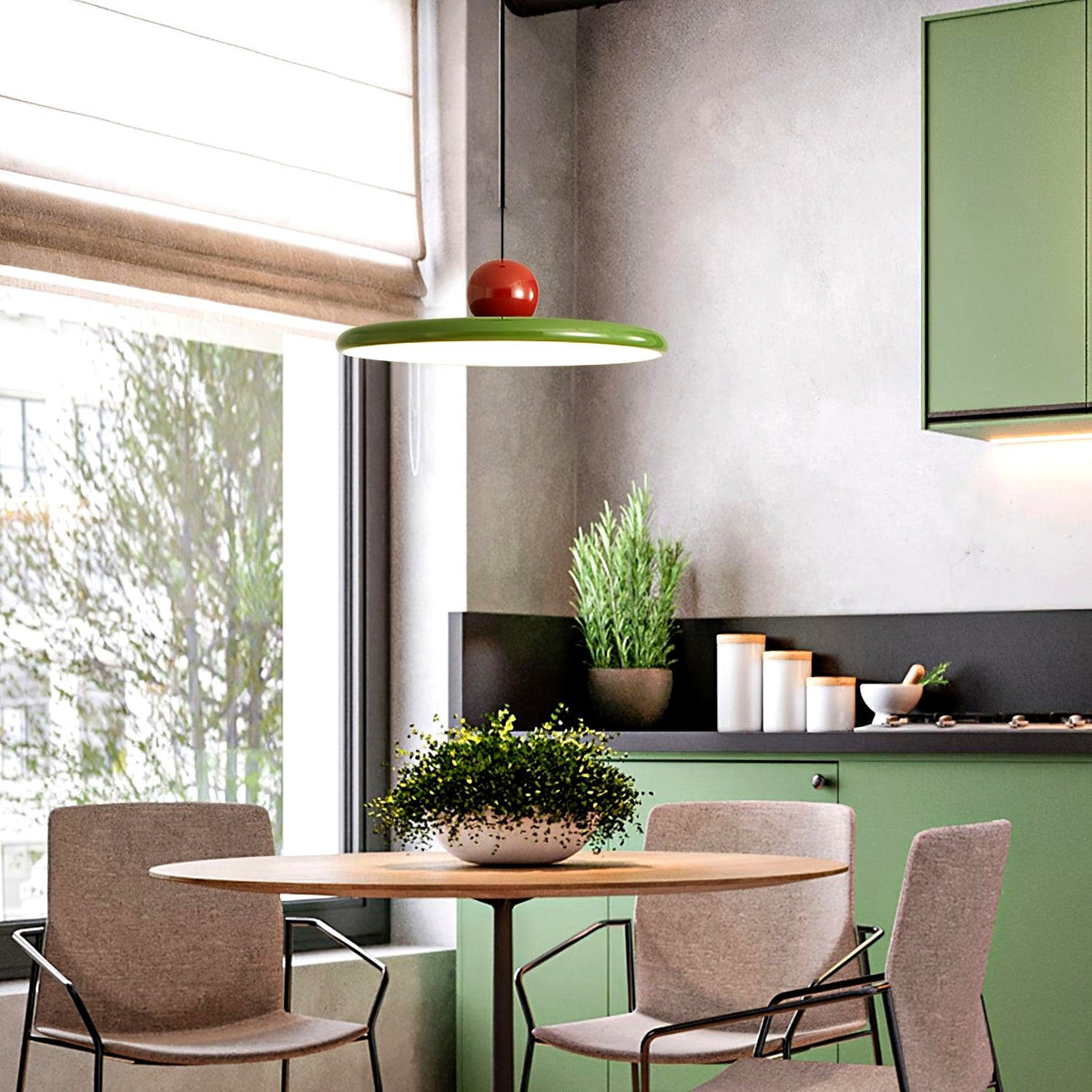 Lustra Suspension Swag Verte et Rouge