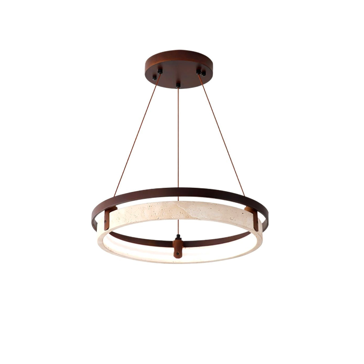 Suspension Moderne en Travertin Jaune et Bois