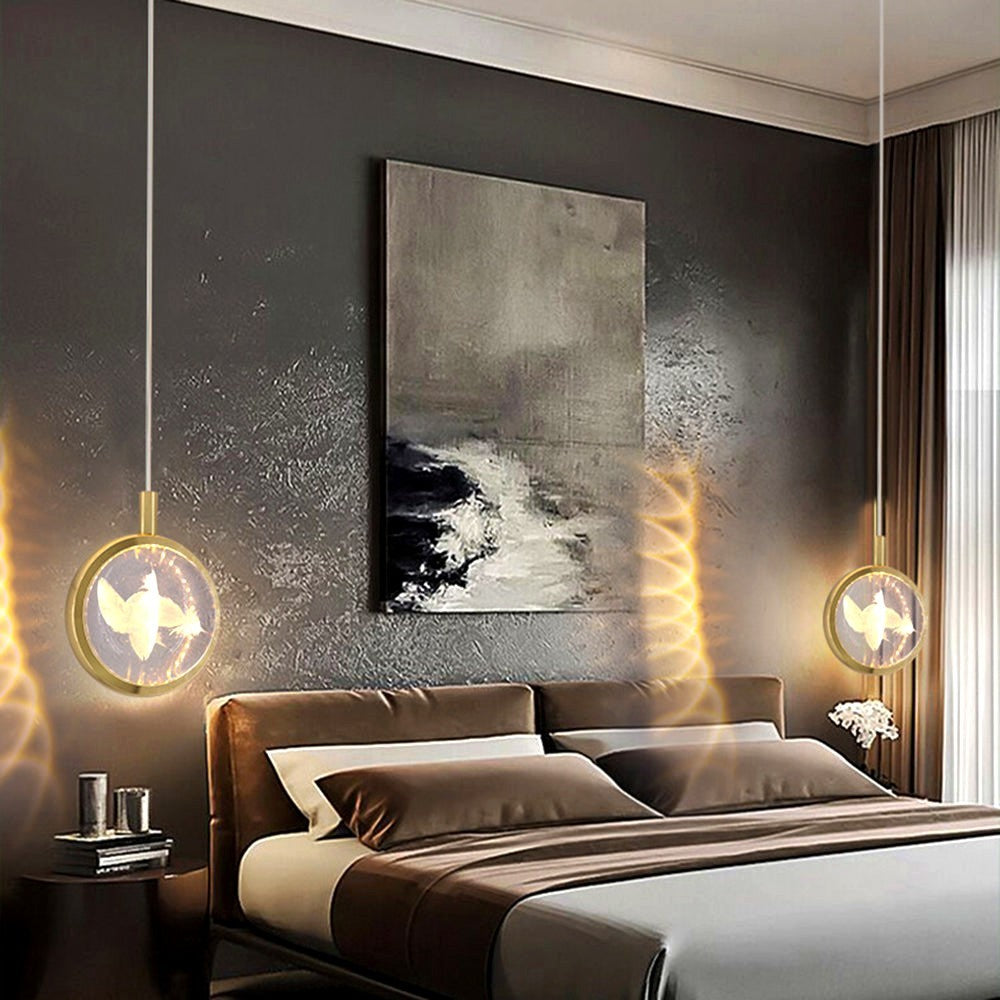 Arisha Luminaires Suspensions Ronde Moderne LED Métal/Cristal Doré Salon