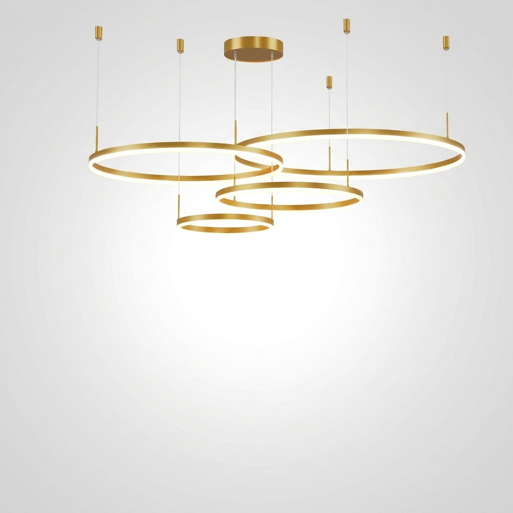 Suspension Anneau Moderne Métal Noir/Doré/Café Salon -