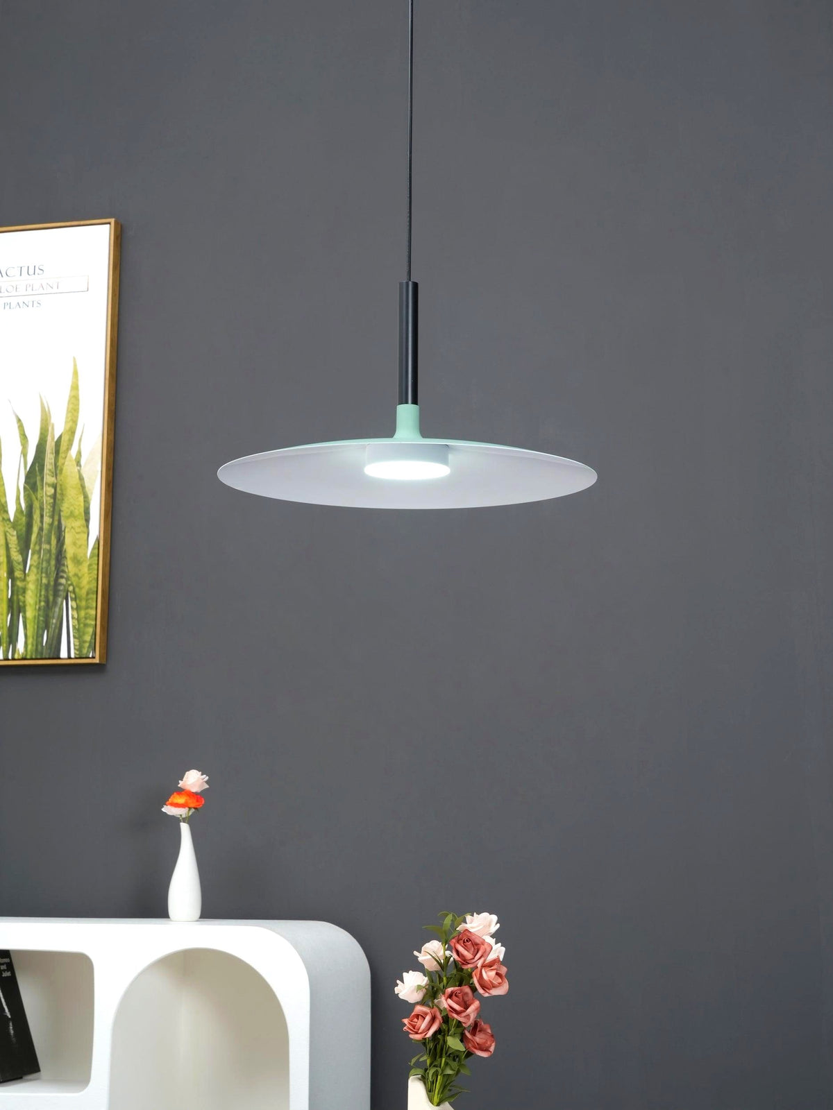 Lustra Suspension Lampe Disque Plat en Aluminium