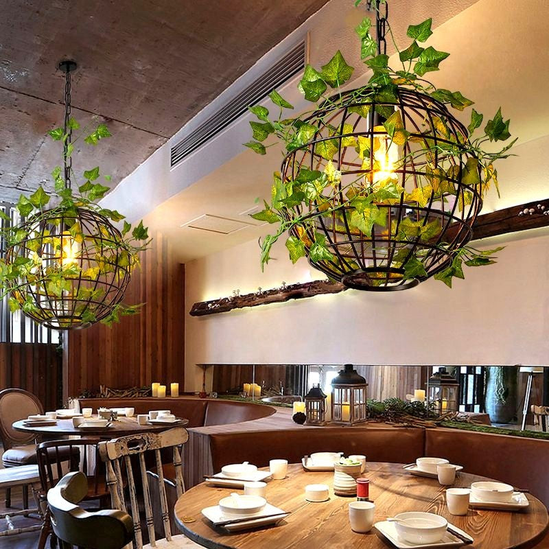Umari Globe Art Deco LED Suspension Vert Métal Salle à Manger