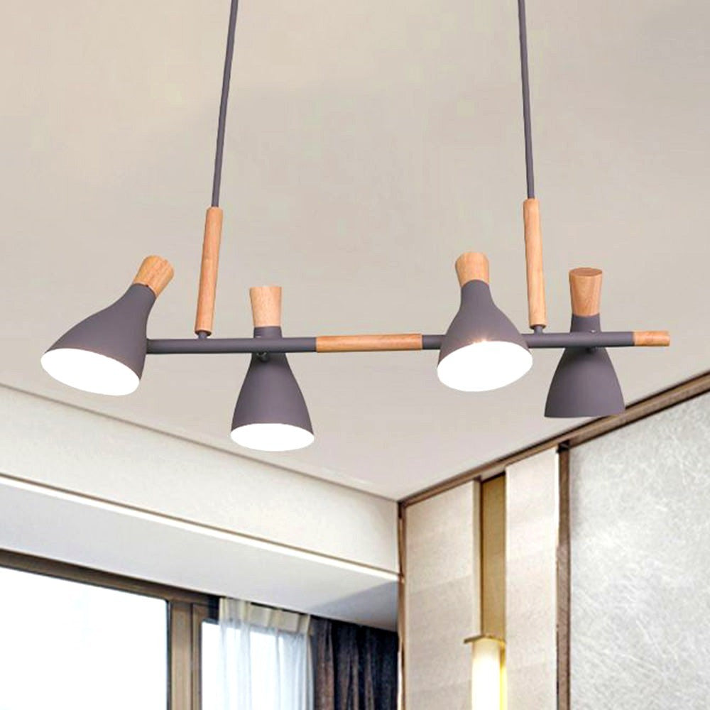 Valentina Luminaires Suspensions 4 Lampes Nordique Bois/Métal Blanc/Vert/Gris Cuisine/Salon