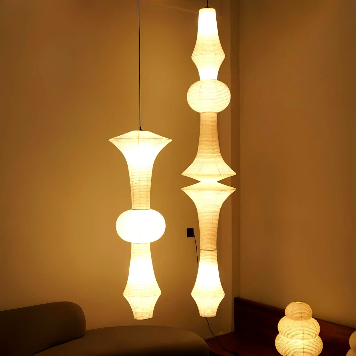 Lustra Suspension Luminaire Papier Washi E pour Salon