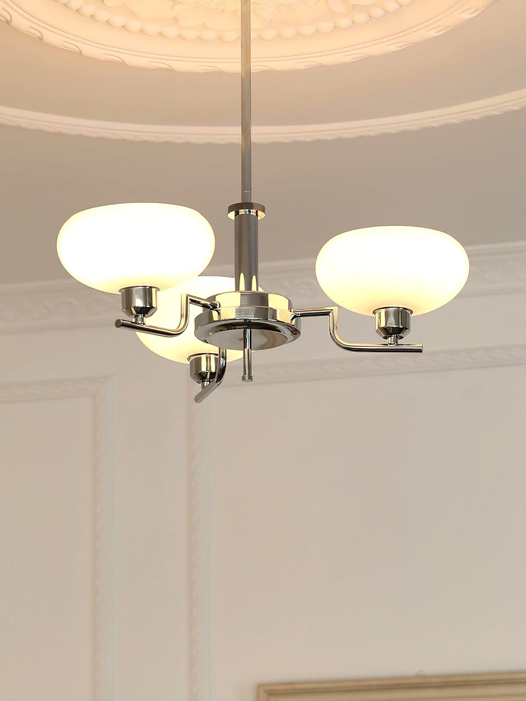 Lustra Suspension en Verre Globe Cadre en Laiton