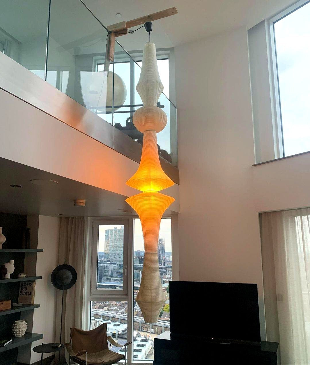 Lustra Suspension Luminaire Papier Washi E pour Salon
