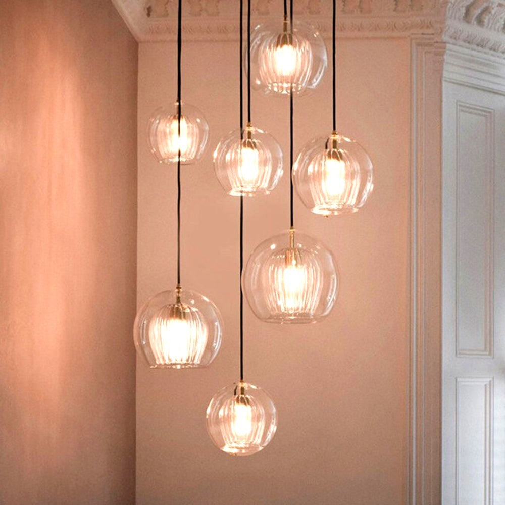 June Suspension Bulle Nordique Verre Transparent/Doré Salon/Chambre