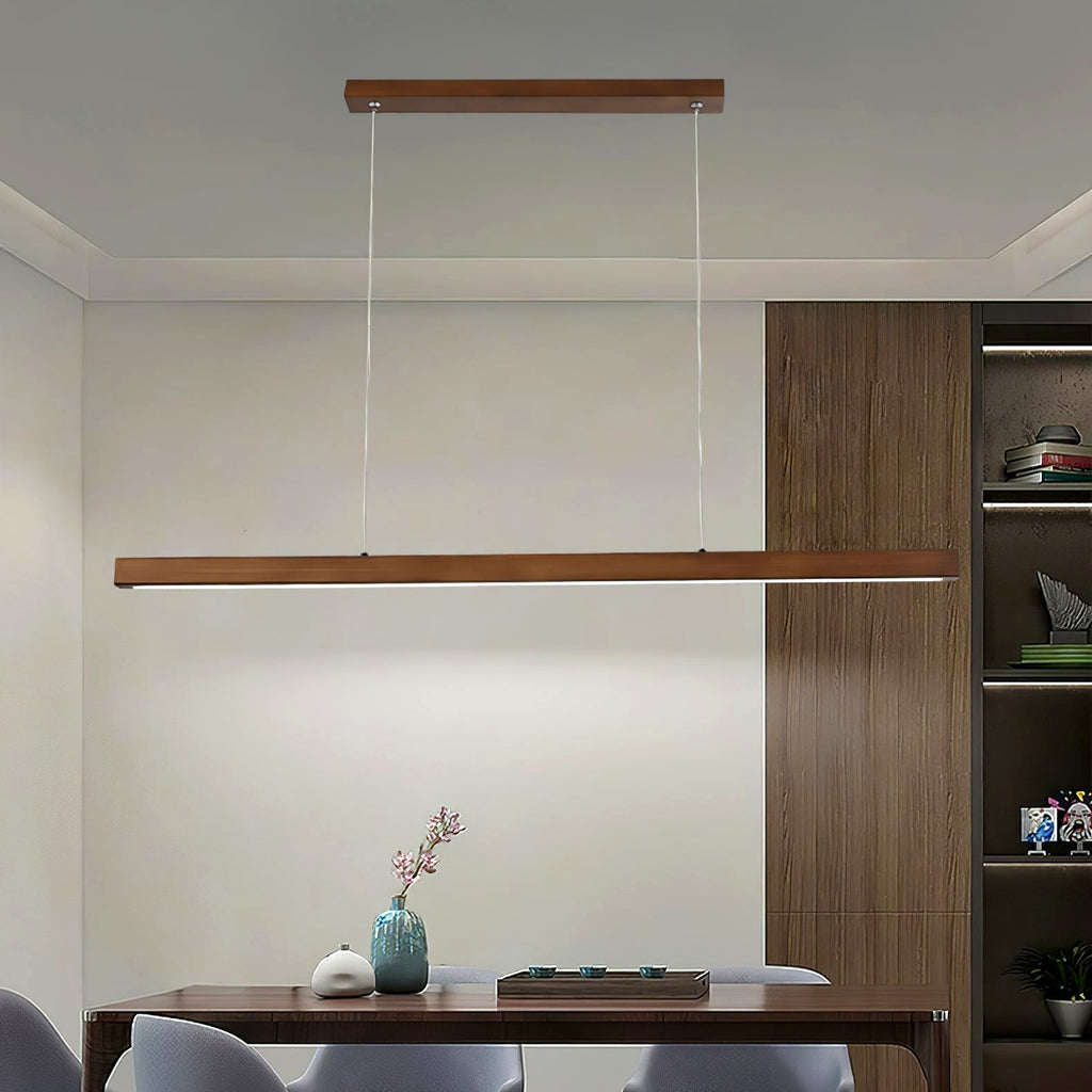 Elowen Suspension linéaire minimaliste en bois