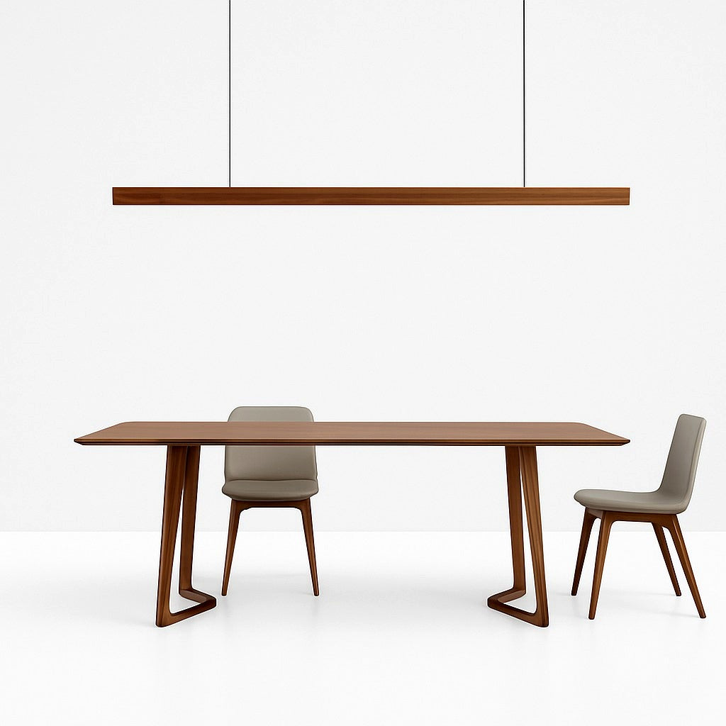 Suspension LED Bois Allongée Design Moderne Linéaire - vue rapprochée