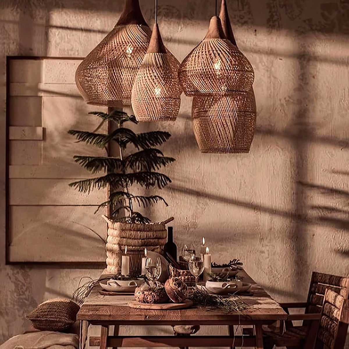 Evelyn Suspension en Rotin Tressé pour Salon