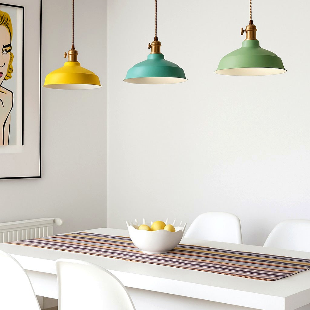Suspension LED Métal Coloré Style Loft Industriel - vue rapprochée