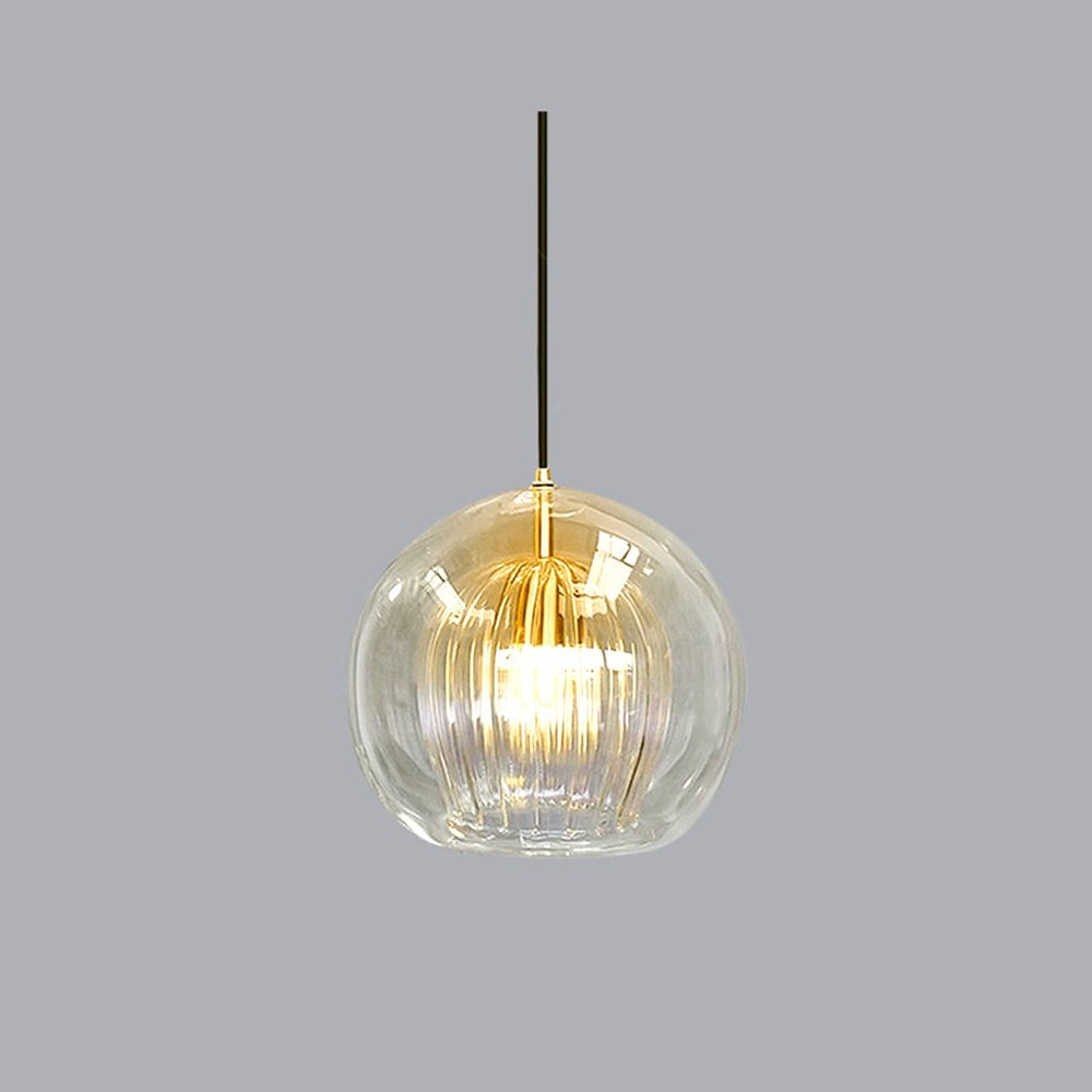 June Suspension Bulle Nordique Verre Transparent/Doré Salon/Chambre