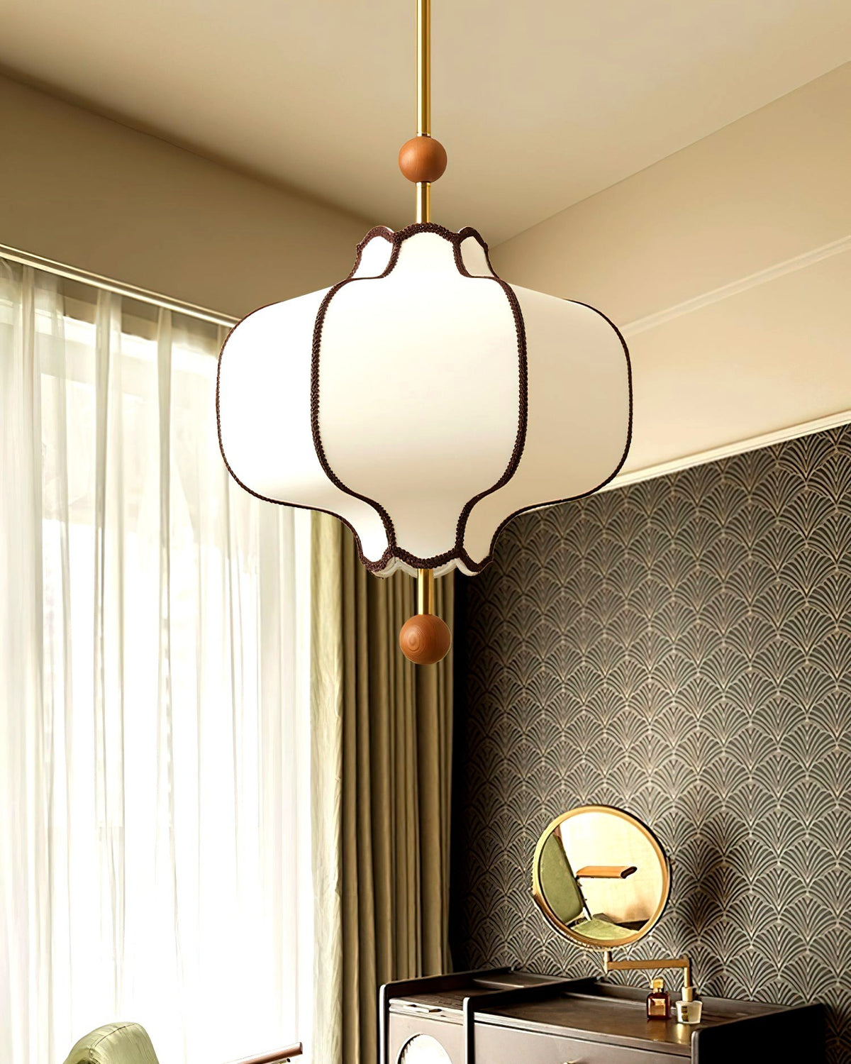 Lustra Suspension Lampe Lanterne en Tissu pour Salon