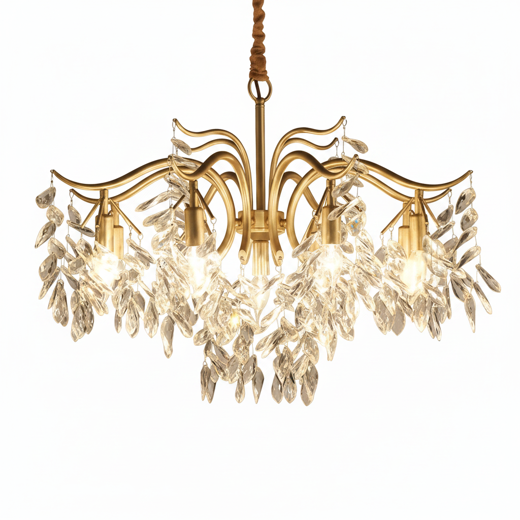 Kristy Suspension Multi Luxueux, Cristal/Cuivre, Noir/Or, Salon
