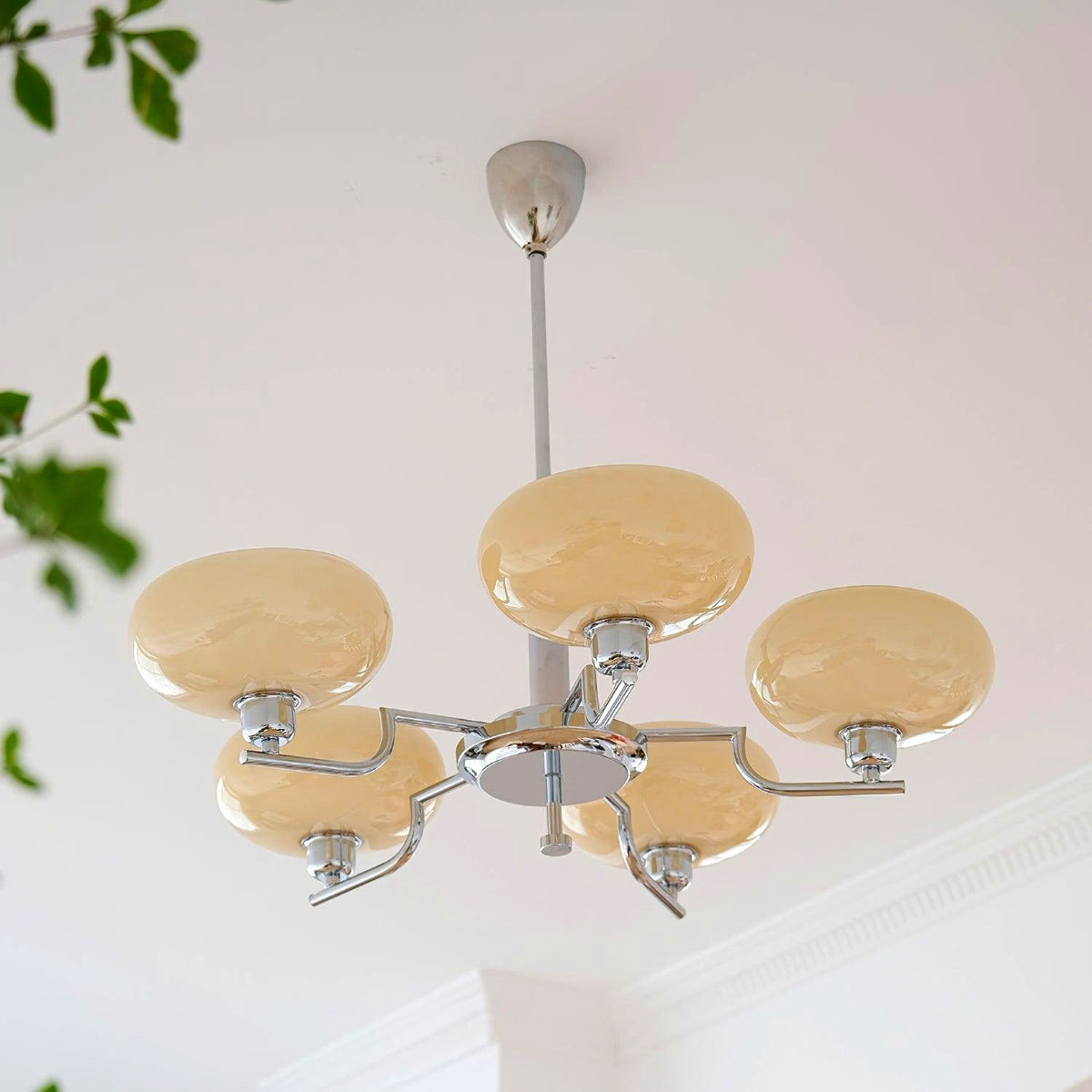 Lustra Suspension en Verre Globe Cadre en Laiton