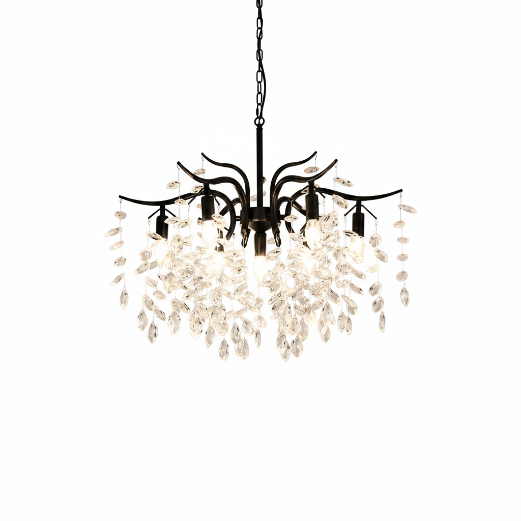 Kristy Suspension Multi Luxueux, Cristal/Cuivre, Noir/Or, Salon