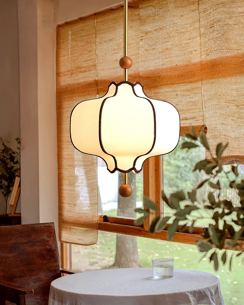 Lustra Suspension Lampe Lanterne en Tissu pour Salon