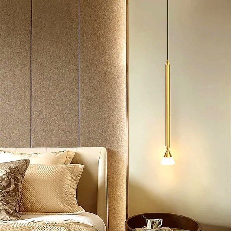 Auri Suspension Cylindre Simple. Métal/Verre. Noir/Doré. Salon