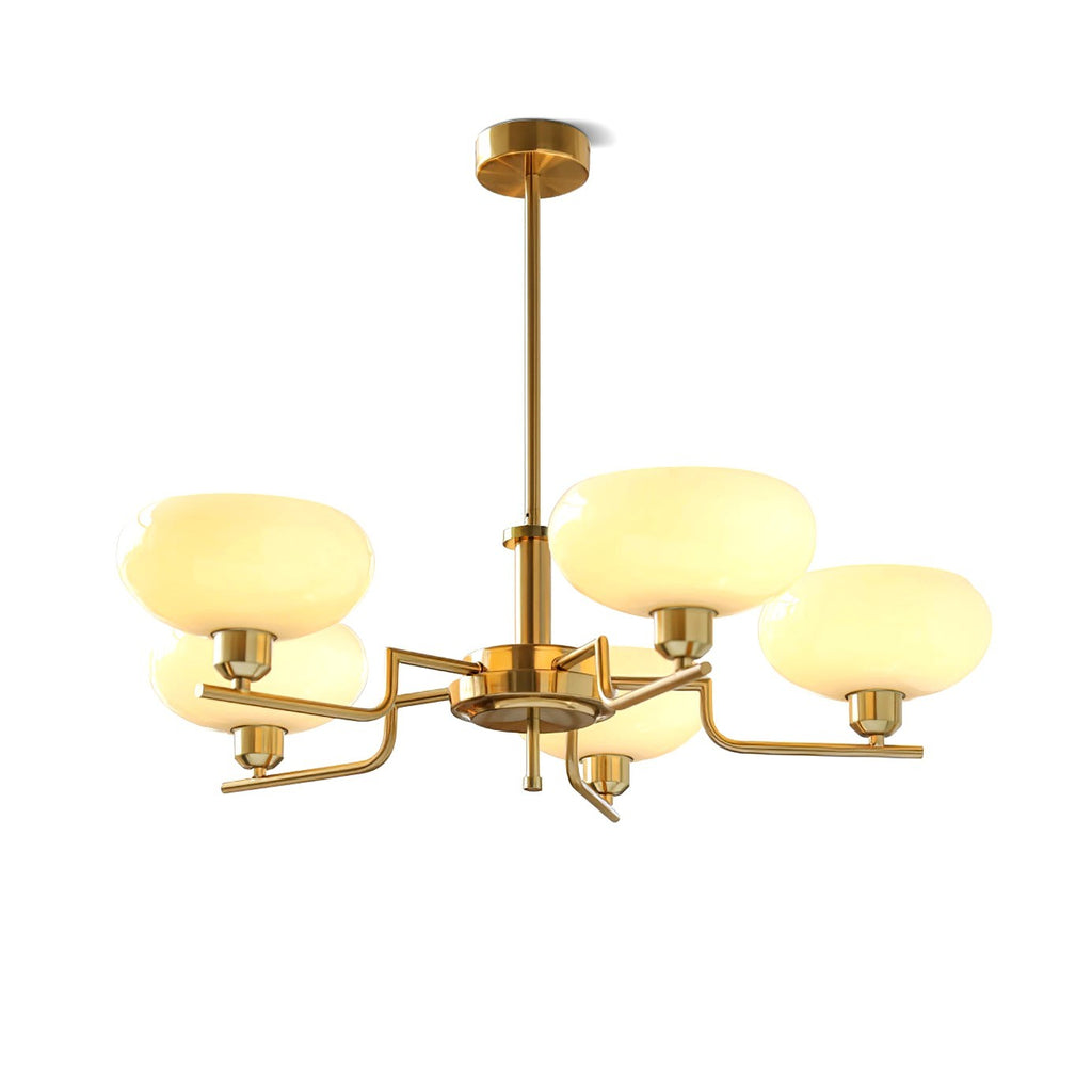 Lustra Suspension en Verre Globe Cadre en Laiton