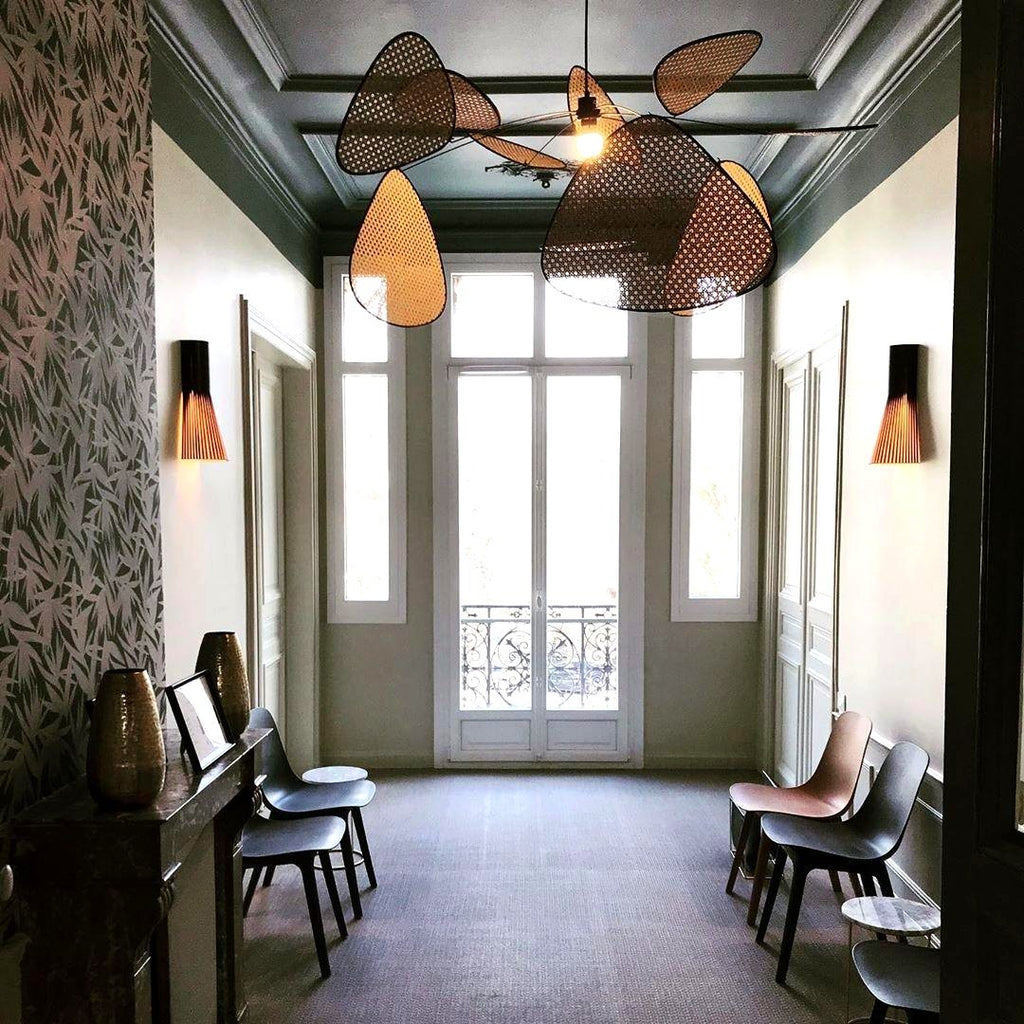 Lustra Lustre Écran Cannage Suspension Rétro